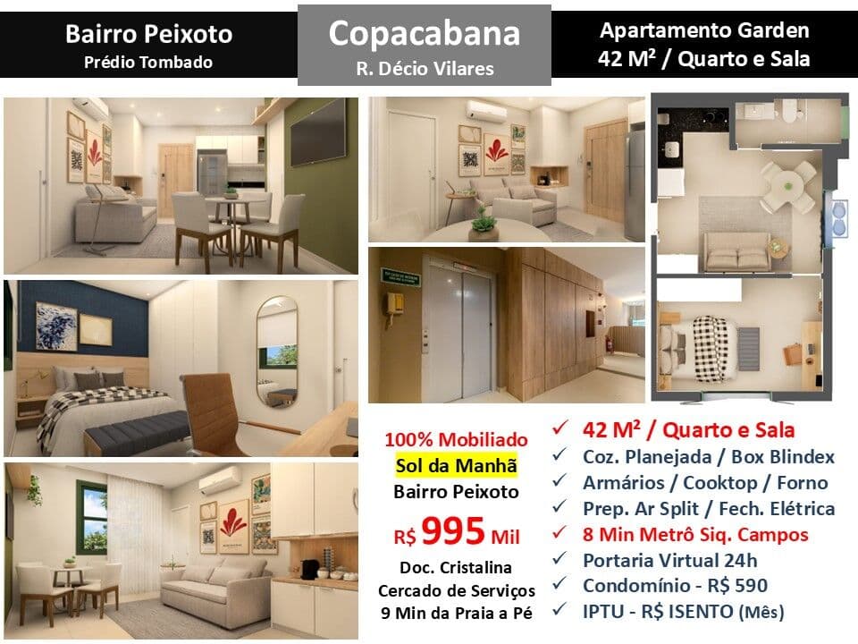 Apto Copacabana Décio Vilares 42M² Garden