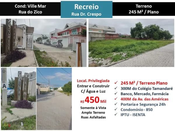 Terreno Recreio Dr Crespo Ville Mar 245M²