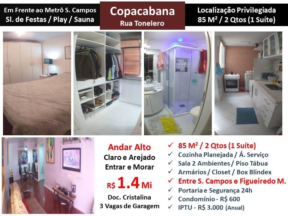 Apto Copacabana Tonelero 85M²