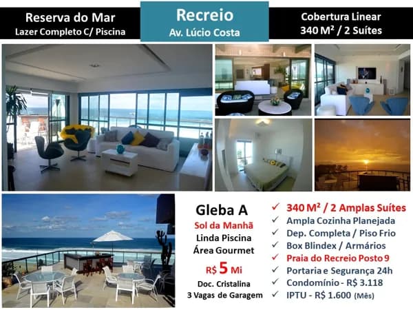 Cob Recreio Praia Reserva do Mar 340M² Linear
