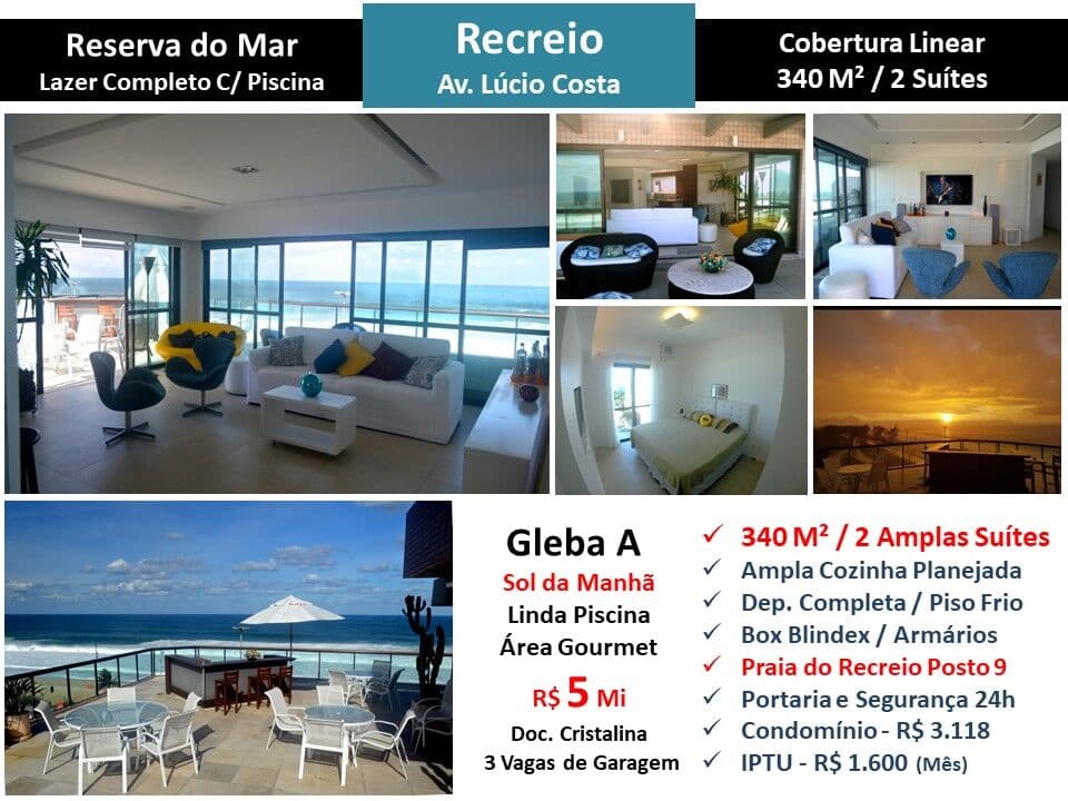 Cob Recreio Praia Reserva do Mar 340M² Linear