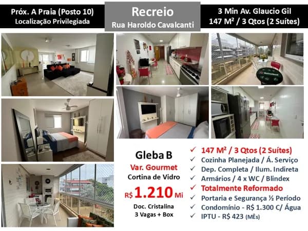 Apto Recreio Gleba B Haroldo Cavalcanti 147M²
