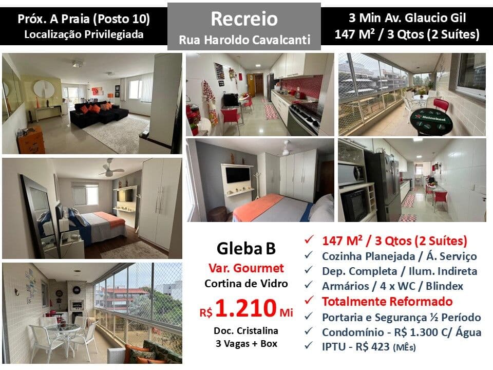 Apto Recreio Gleba B Haroldo Cavalcanti 147M²