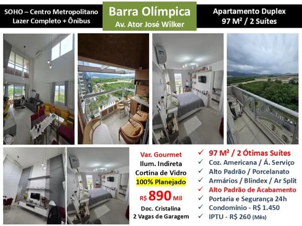 Apto Barra Olímpica Centro Metropolitano Soho 97M²