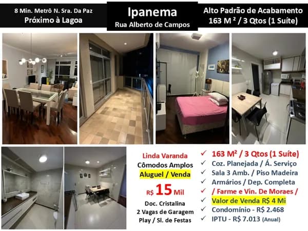 Apto Ipanema Alberto de Campos 163M²