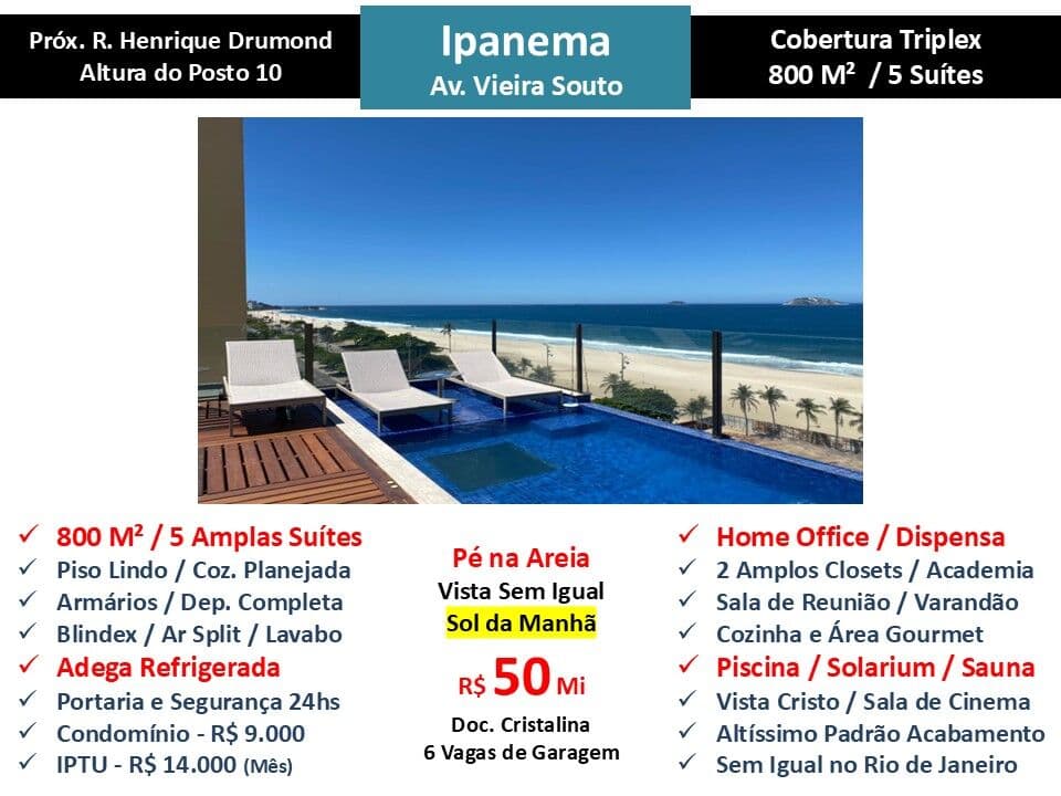 Cob Ipanema Praia Vieira Souto 800M²