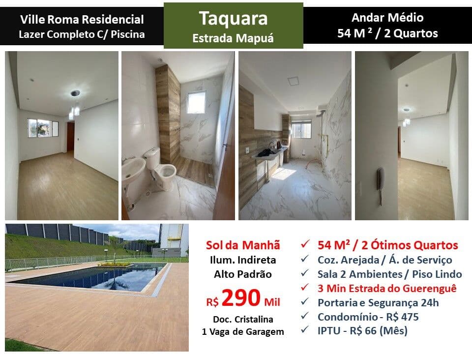 Apto JPA Taquara Ville Roma 54M²