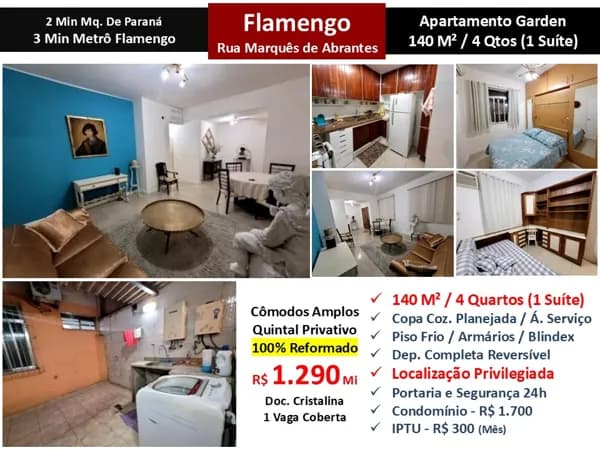 Apto Flamengo Marquês de Abrantes 140M² Garden