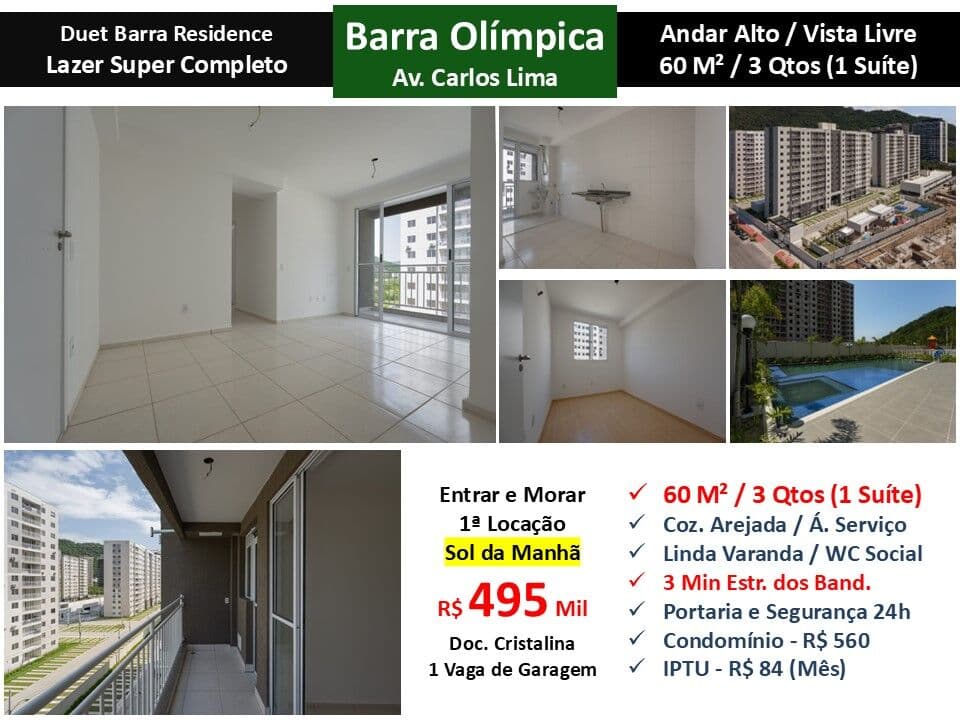 Apto Barra Olímpica Carlos Lima Duet Barra Residence 60M²