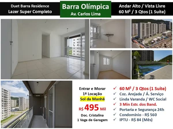 Apto Barra Olímpica Carlos Lima Duet Barra Residence 60M²