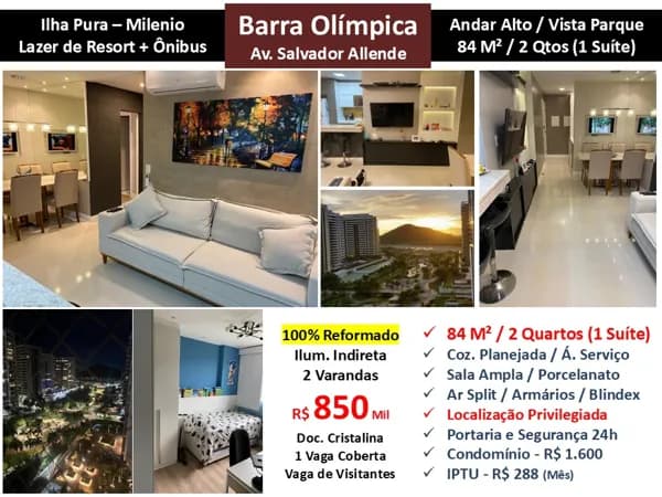 Apto Barra Olímpica Ilha Pura Milenio 84M²