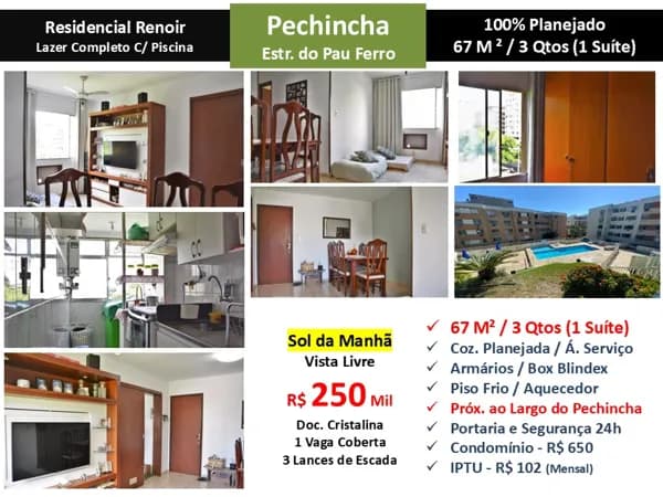 Apto JPA Pechincha Renoir 67M²