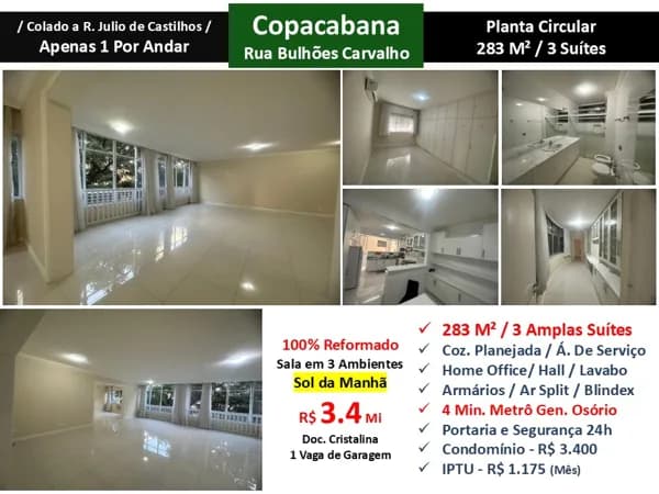 Apto Copacabana Bulhões de Carvalho 283M²