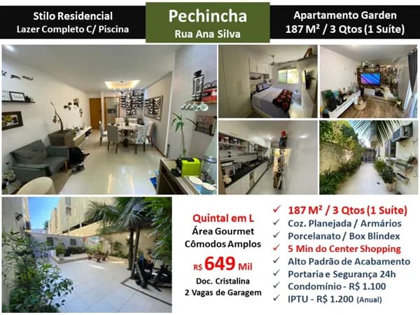 Apto JPA Pechincha Ana Silva Stilo Residencial 187M² Garden