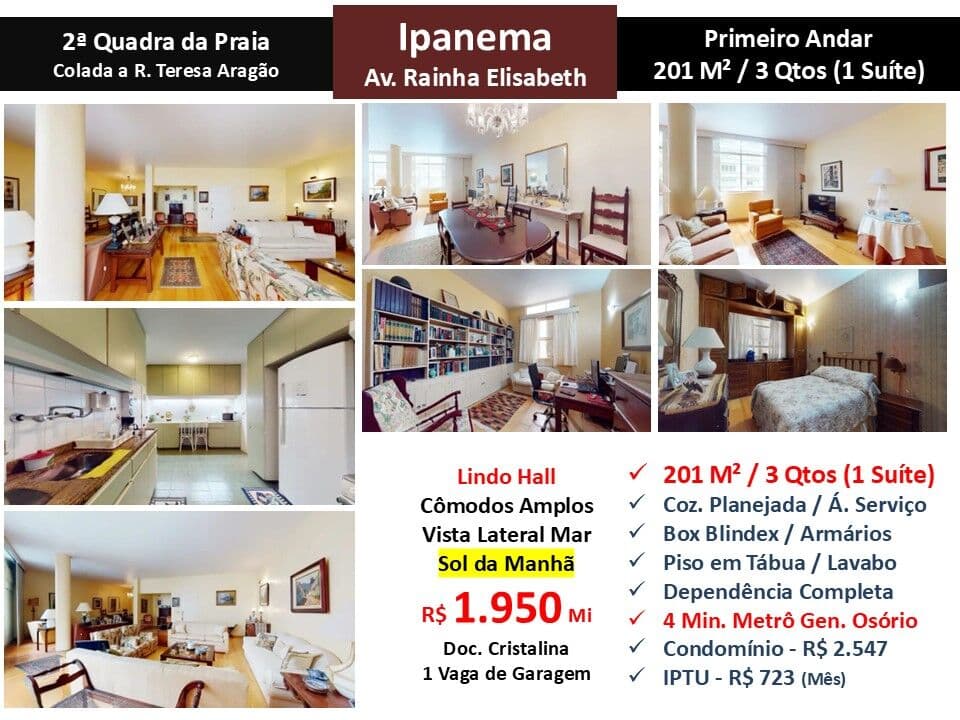Apto Ipanema Rainha Elisabeth 201M² 2