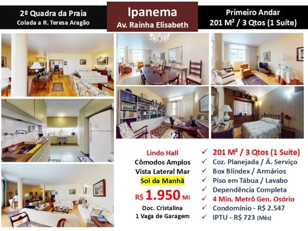 Apto Ipanema Rainha Elisabeth 201M² 2