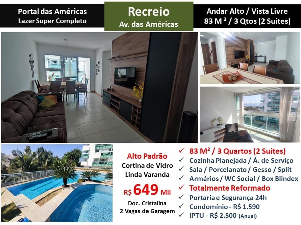Apto Recreio Portal das Américas 83M² 3