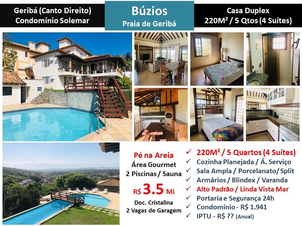 Casa Buzios Geribá Solemar 220M²