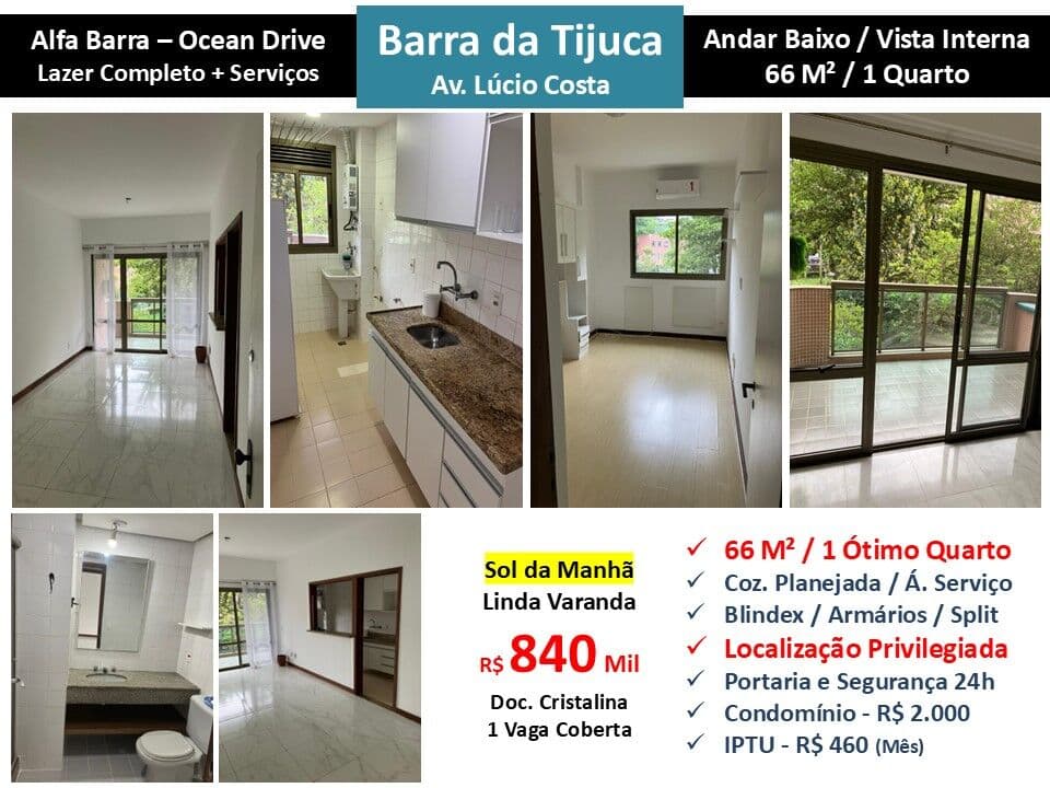 Apto Barra da Tijuca Praia Alfa Barra Ocean Drive 66M²