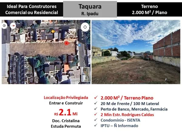 Terreno JPA Taquara Ipadu 2000M²