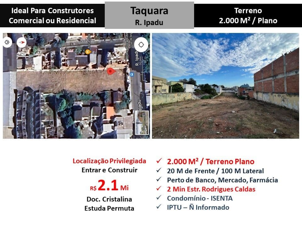 Terreno JPA Taquara Ipadu 2000M²