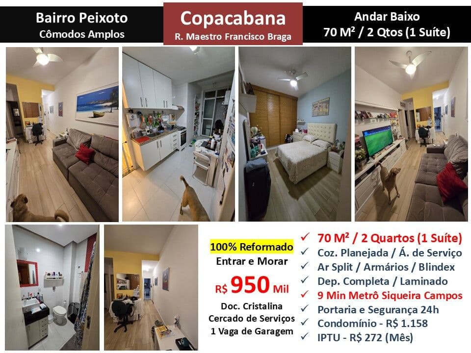 Apto Copacabana Maestro Francisco Braga 70M²