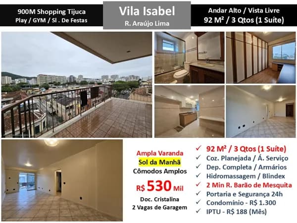 Apto Vila Isabel Araujo Lima 92M²
