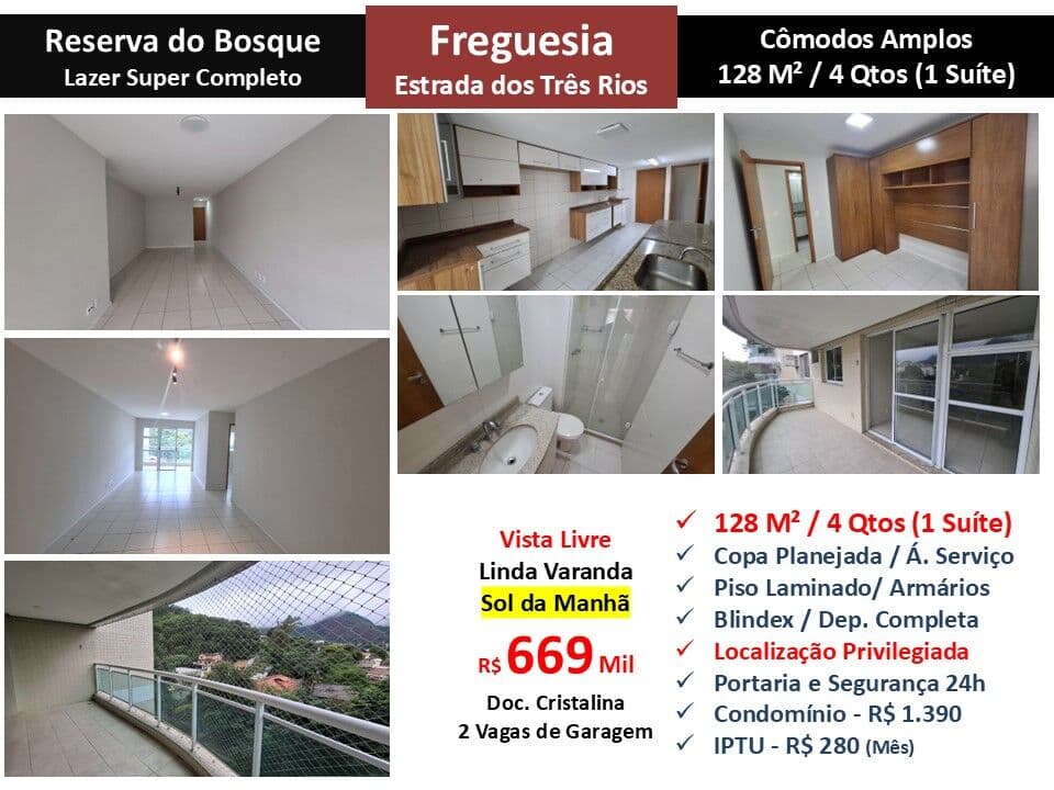 Apto JPA Freguesia Reserva do Bosque 128M²