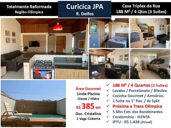Casa JPA Curicica Delfos 188M²