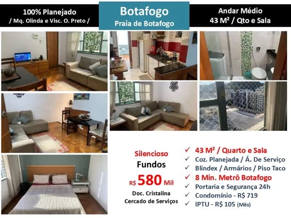Apto Botafogo Praia de Botafogo 43M²
