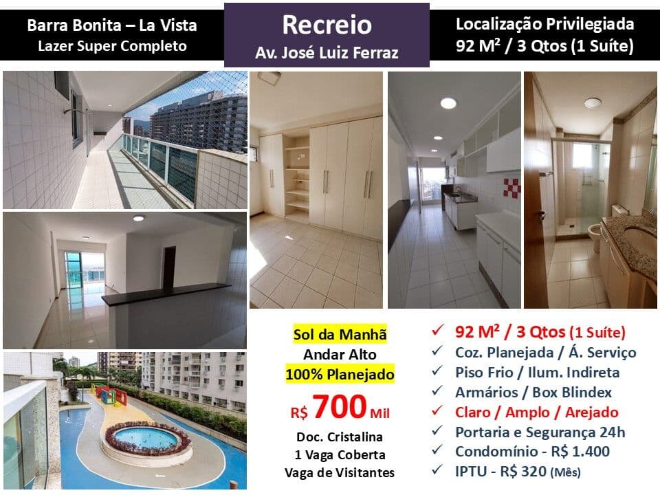 Apto Recreio Barra Bonita La Vista 92M²