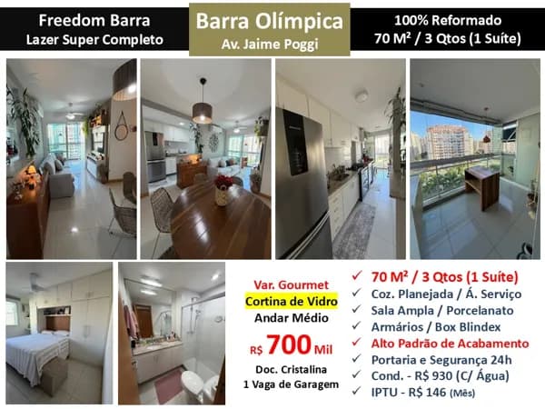 Apto Barra Olímpica Freedom Barra 70M²