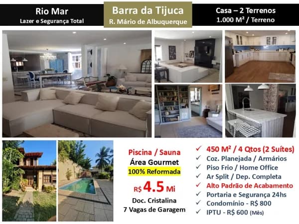 Casa Barra da Tijuca Rio Mar 450M²