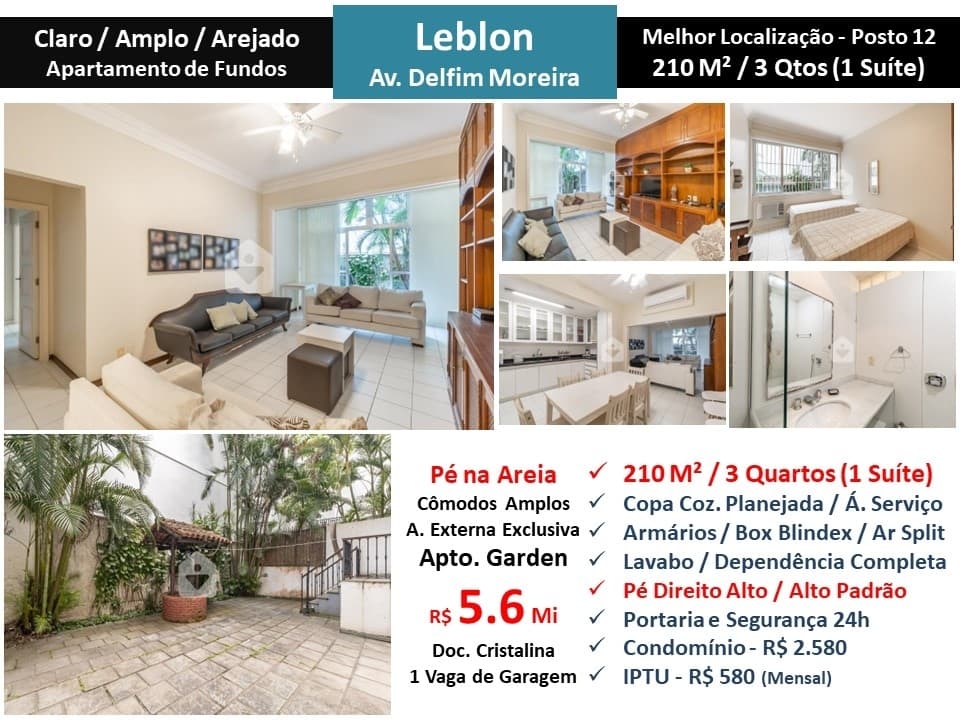 Apto Leblon Praia Delfim Moreira 210M² Garden