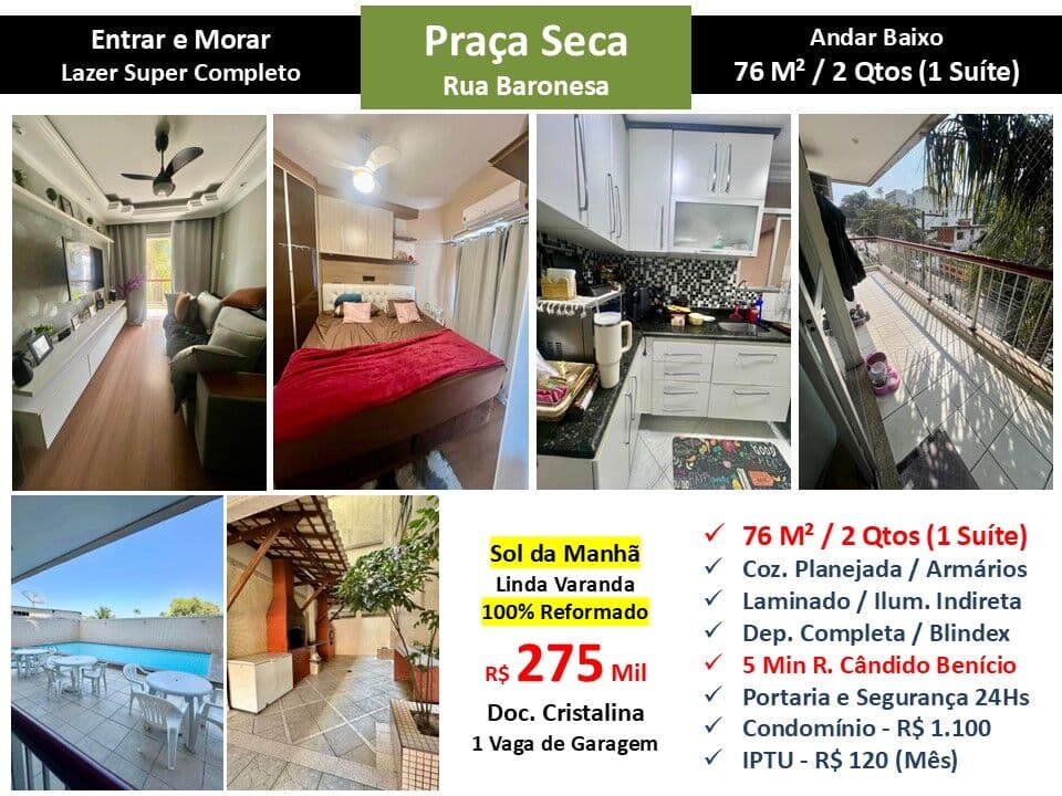 Apto JPA Praça Seca Baronesa 76M²