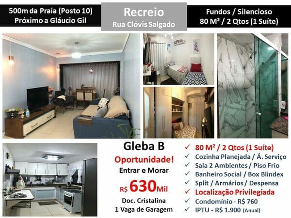 Apto Recreio Gleba B Clóvis Salgado 80M²