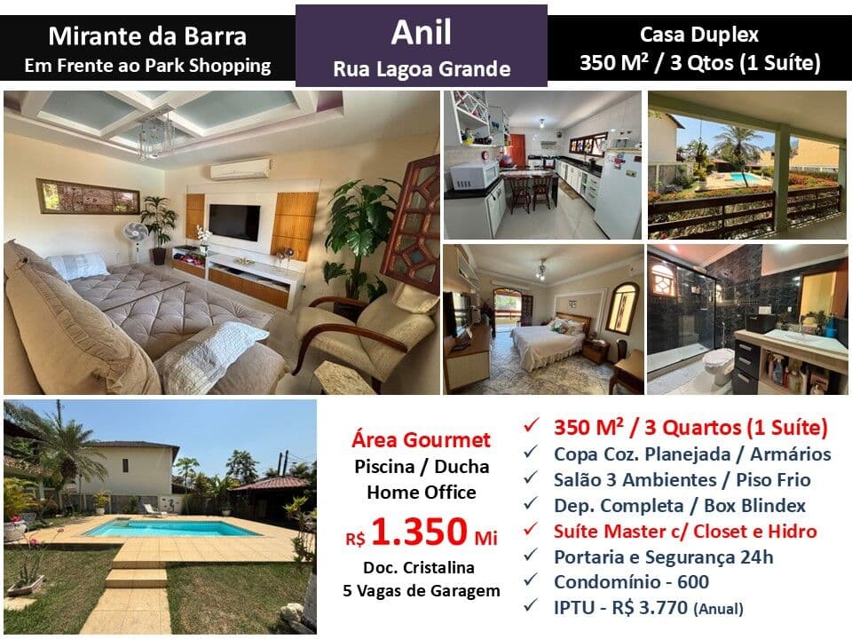 Casa JPA Anil Mirante da Barra 350M²