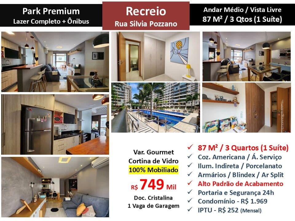 Apto Recreio Zico Park Premium 87M²