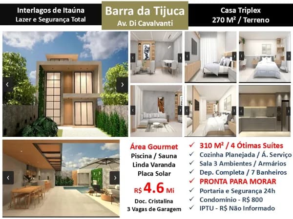 Casa Barra da Tijuca Interlagos de Itaúna 310M²