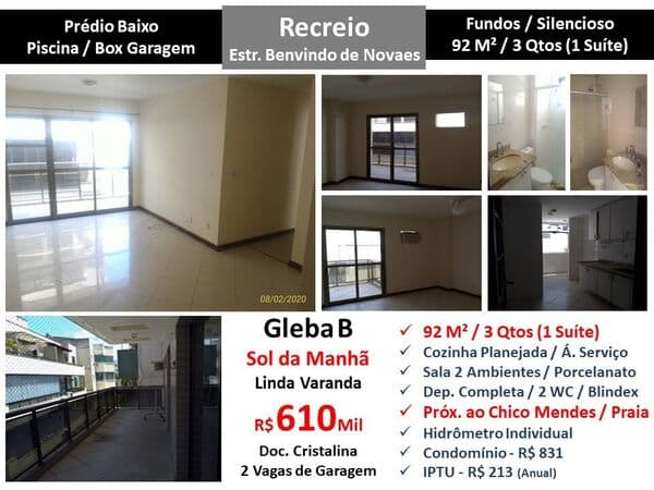 Apto Recreio Gleba B Benvindo de Novaes 92M²