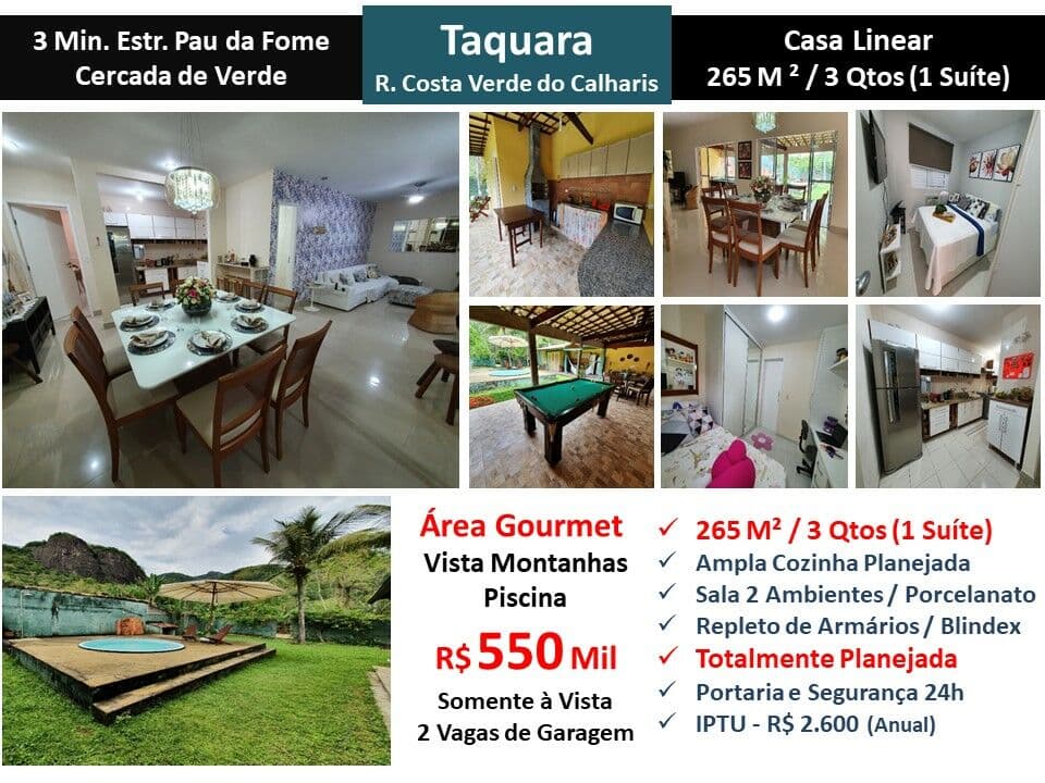 Casa JPA Taquara Verde do Calharis 265M² Linear
