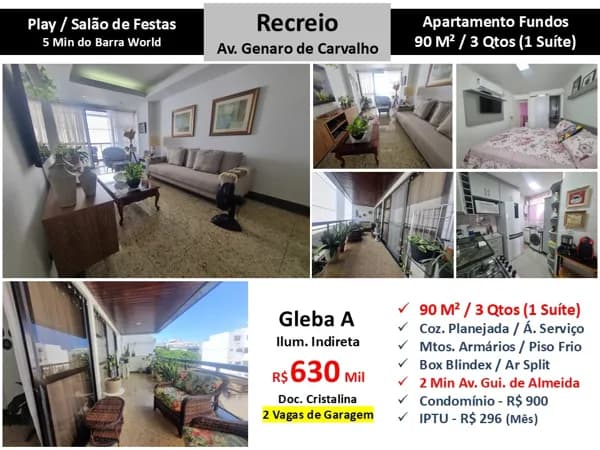 Apto Recreio Gleba A Genaro de Carvalho 90M²