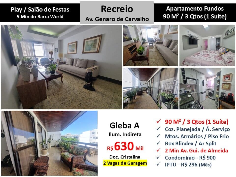 Apto Recreio Gleba A Genaro de Carvalho 90M²