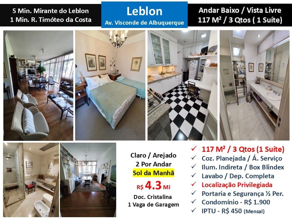 Apto Leblon Visconde de Albuquerque 117M²