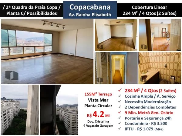 Cob Copacabana Rainha Elisabeth 234M² Linear