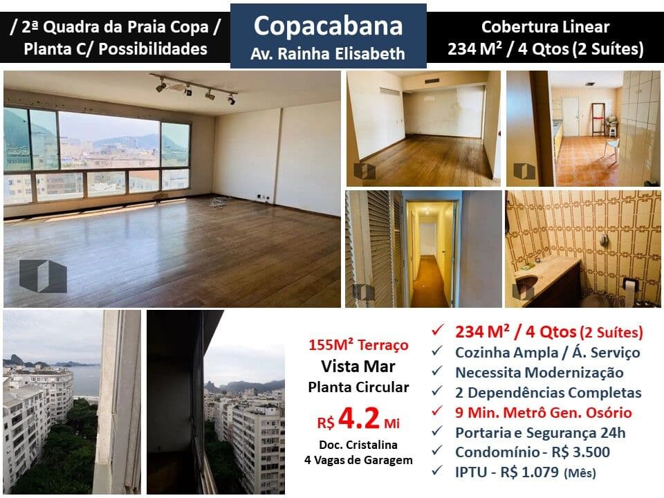 Cob Copacabana Rainha Elisabeth 234M² Linear