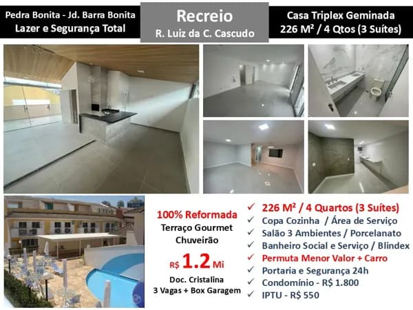 Casa Recreio Jardim de Barra Bonita Pedra Bonita 226M²