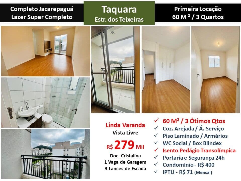 Apto JPA Taquara Completo 60M² 3