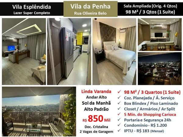 Apto Vila da Penha Vila Esplêndida 98M²