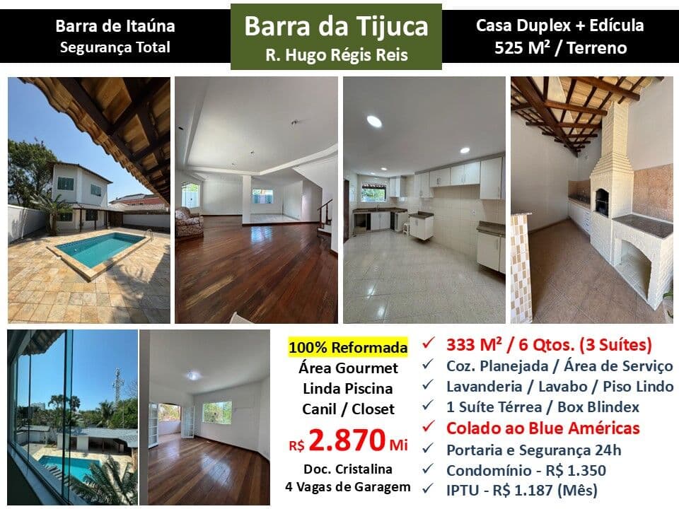 Casa Barra da Tijuca Barra de Itaúna 333M²